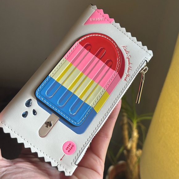 Authentic Kate Spade Popsicle leather bifold snap/zip/ID Wallet - Picture 10 of 12
